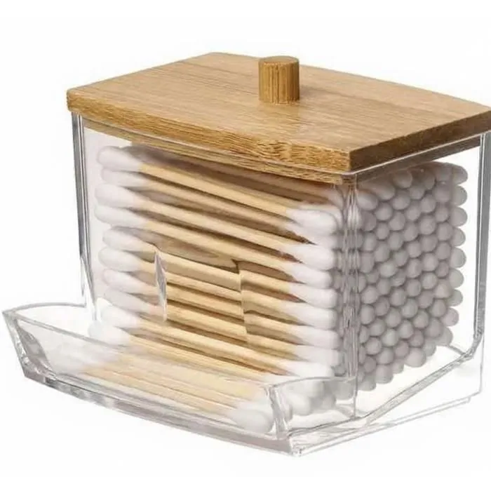 Distributeur hygiénique de coton tiges + 400 cotons tiges en bambou naturel écologique - pratique