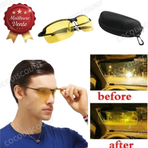 Pack Étui + Lunettes de Vision Nocturne Jaunes Anti-Éblouissement – Conduite Jour et Nuit HB052