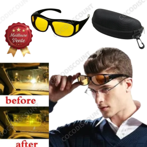 Étui Rigide à Lunettes + Lunettes Vision Nocturne HD Homme – Protection Universelle Soleil et Vue, Anti-Éblouissement Jour & Nuit