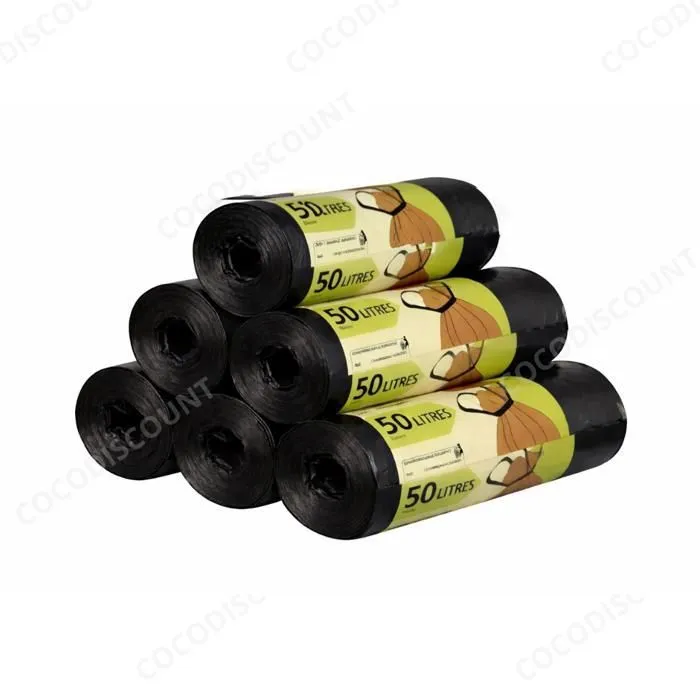 Lot de 5 Rouleaux Sacs Poubelle 50L Noirs – Lien Coulissant, Résistants et Anti-Fuite – 10 Sacs par Rouleau – Image 2