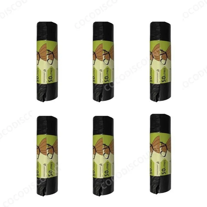 Lot de 5 Rouleaux Sacs Poubelle 50L Noirs – Lien Coulissant, Résistants et Anti-Fuite – 10 Sacs par Rouleau – Image 4
