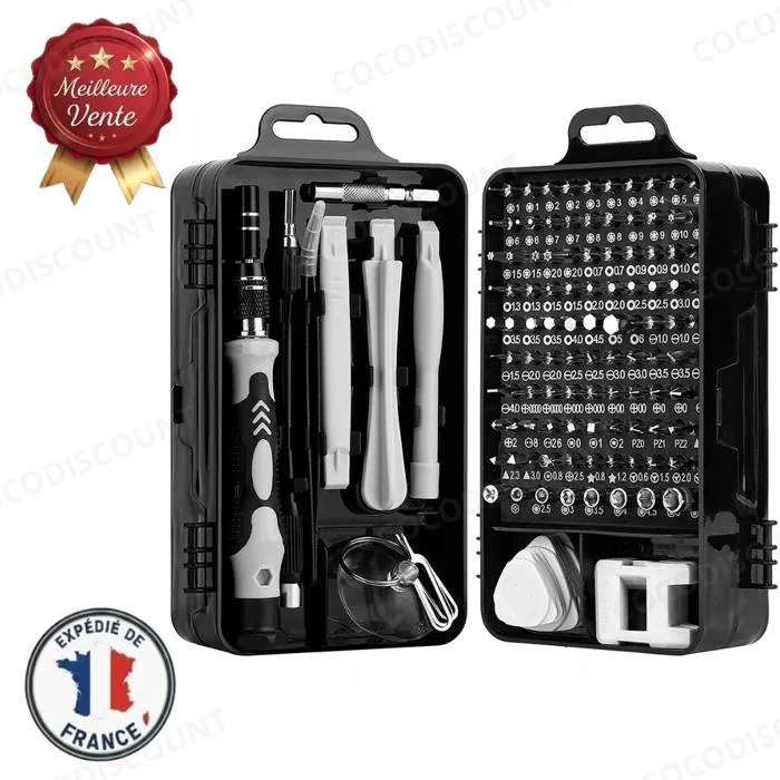 Tournevis de Précision 115-en-1 – Set Complet pour Électronique, Smartphones, PC, Bricolage et Montres