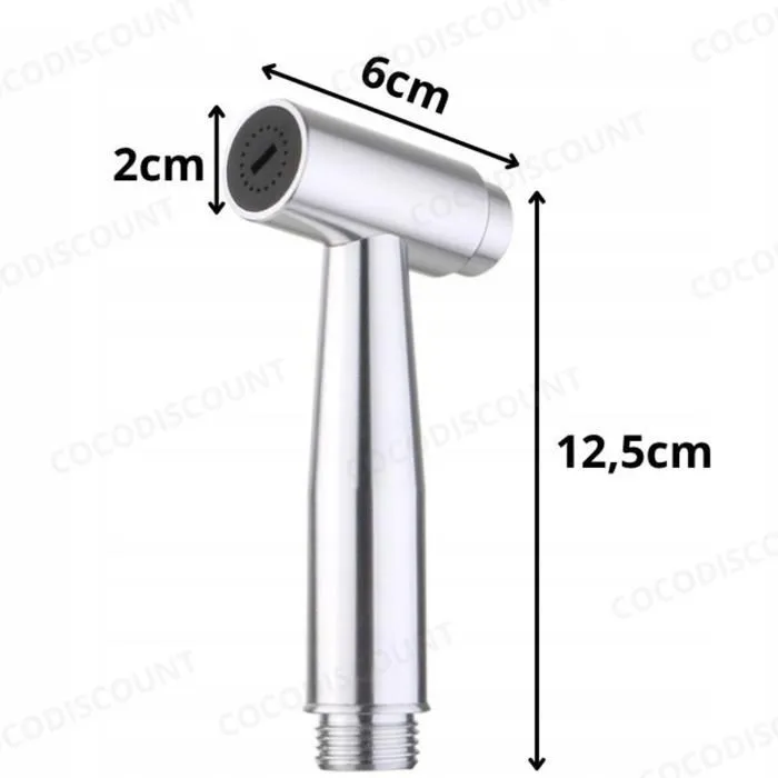 Douchette Métal Bouton-Poussoir pour Toilettes et Bidets – Robuste et Durable – Hygiène Intime Toilette 12,5x6 cm – Image 3