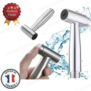 Douchette Métal Bouton-Poussoir pour Toilettes et Bidets – Robuste et Durable – Hygiène Intime Toilette 12,5x6 cm