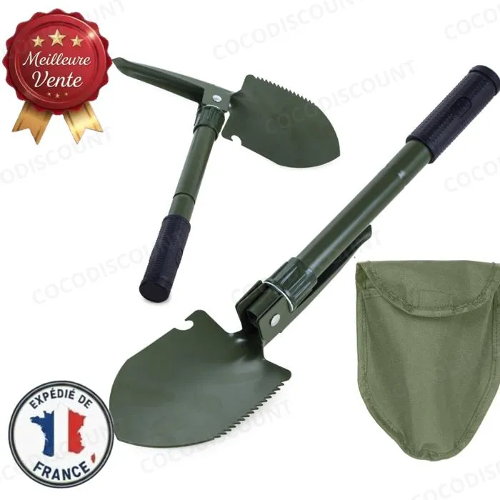 Pelle Pliable Multifonction Outdoor – Kilof, Scie, Pioche, Ouvre-Bouteilles pour Camping, Survie et Randonnée