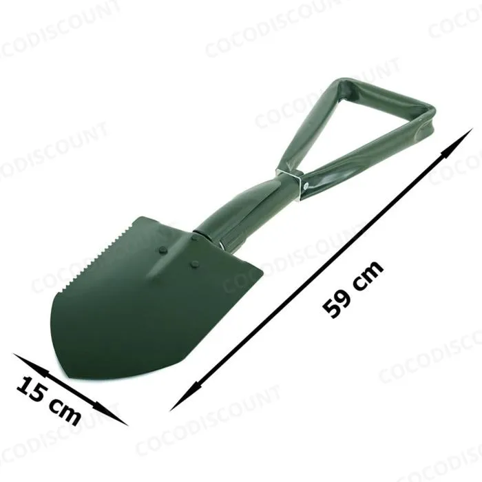 Pelle Pioche Scie Acier Pliable 4-en-1 – Outil Multifonction Camping, Survie, Jardin, Randonnée, Outdoor – Portable et Compact pour Valise – Image 3