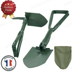 Pelle Pioche Scie Acier Pliable 4-en-1 – Outil Multifonction Camping, Survie, Jardin, Randonnée, Outdoor – Portable et Compact pour Valise