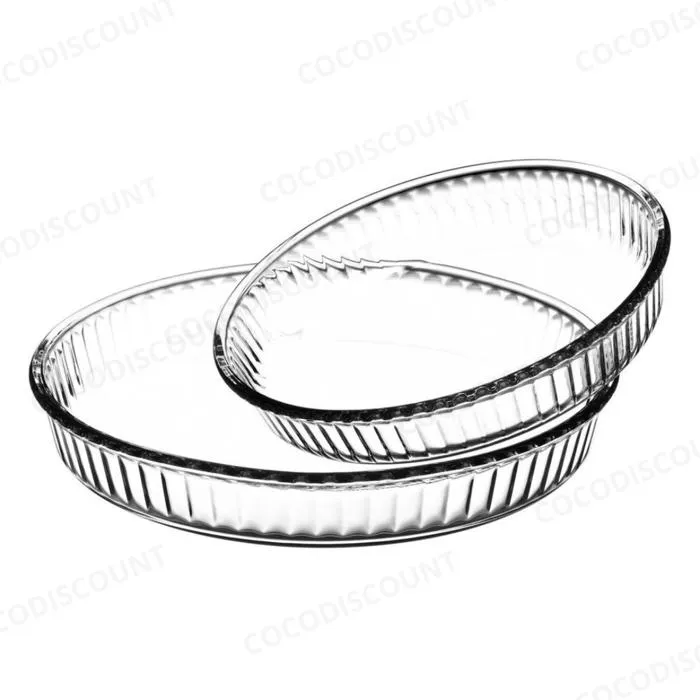Lot 2 Plats Four Ronds en Cristal 32 cm & 26 cm – Résistance Chocs Thermiques – Idéal Tarte, Gratin et Plats de Cuisson – Image 3