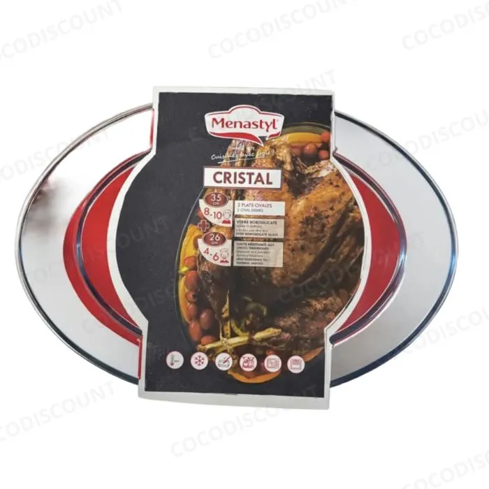 Lot 2 Plats Four Cristal Ovales 35 cm & 26 cm – Résistants Chocs Thermiques – Plat à Gratin, Cuisine, Cuisson Maison et Four – Image 4