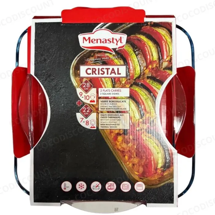 Lot 2 Plats Four Cristal Carrés 28 & 22 cm – Résistants Chocs Thermiques, Idéal Gratin, Ratatouille et Tiramisu – Image 3