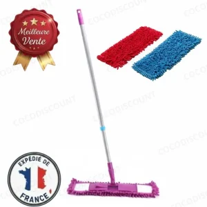 Balai Microfibre avec 2 Recharges Chenilles – Nettoyage Efficace pour Sols, Carrelage et Surfaces