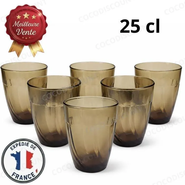 Lot de 6 Verres Duralex 25 cl – Fabriqués en France, Résistants aux Chocs Thermiques pour Table et Cuisin