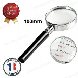 Loupe CLASSIC 100 mm en Métal – Loupe de Lecture Grossissement 3x pour Livres, Journaux et Détails Précis