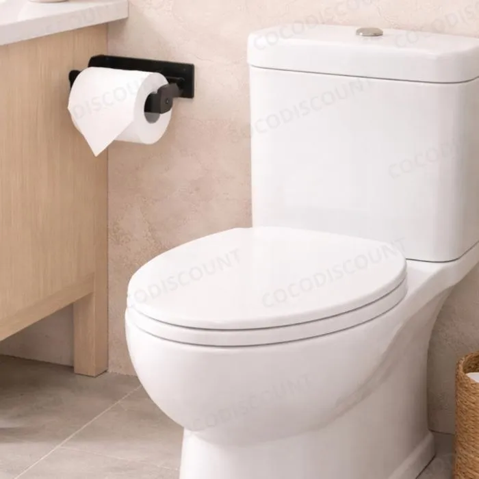 Porte Papier Toilette Noir Mat Sans Perçage – Support Mural Adhésif en Acier Inoxydable – Style Loft Moderne pour Salle de Bain – Image 2