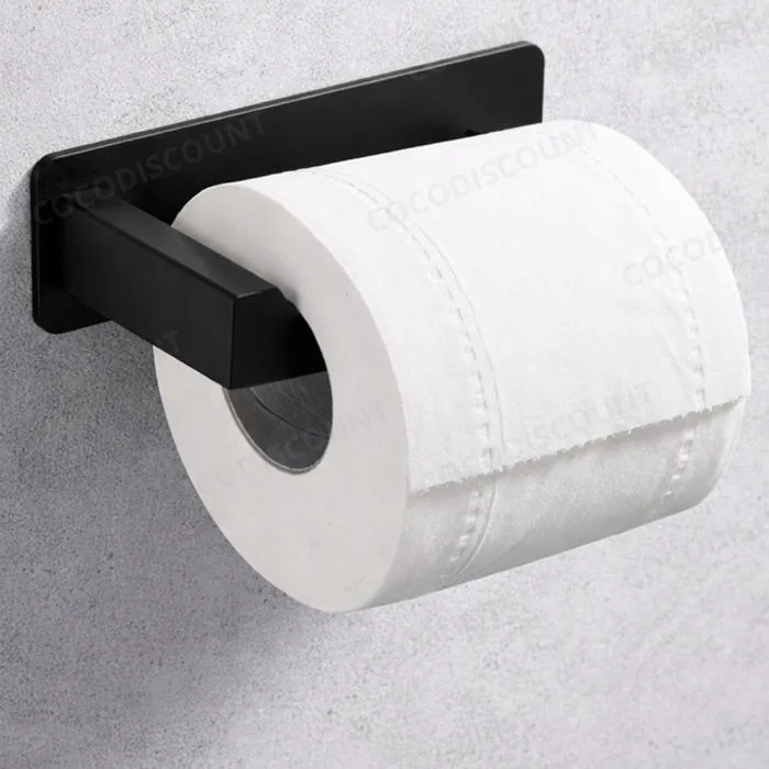 Porte Papier Toilette Noir Mat Sans Perçage – Support Mural Adhésif en Acier Inoxydable – Style Loft Moderne pour Salle de Bain – Image 4