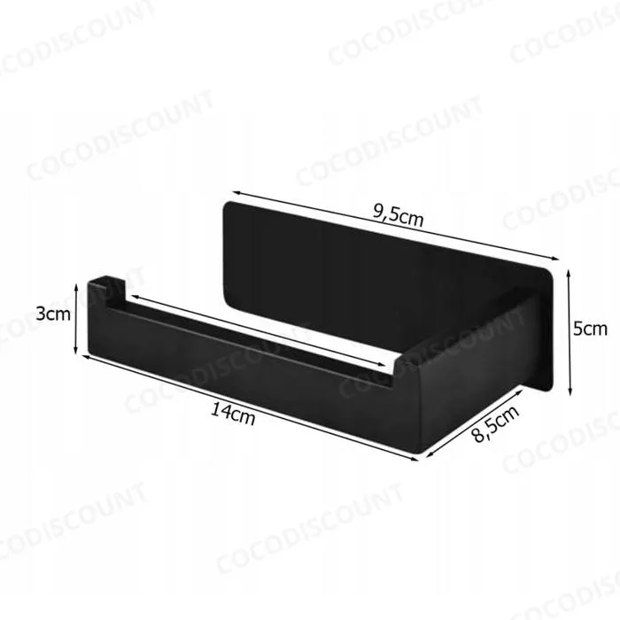 Porte Papier Toilette Noir Mat Sans Perçage – Support Mural Adhésif en Acier Inoxydable – Style Loft Moderne pour Salle de Bain – Image 5
