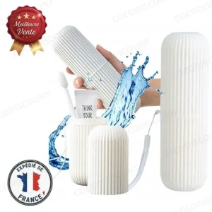 Lot de 2 Étuis de Voyage Blanc pour Brosse à Dents et Dentifrice – Organisateur Cosmétiques Compact