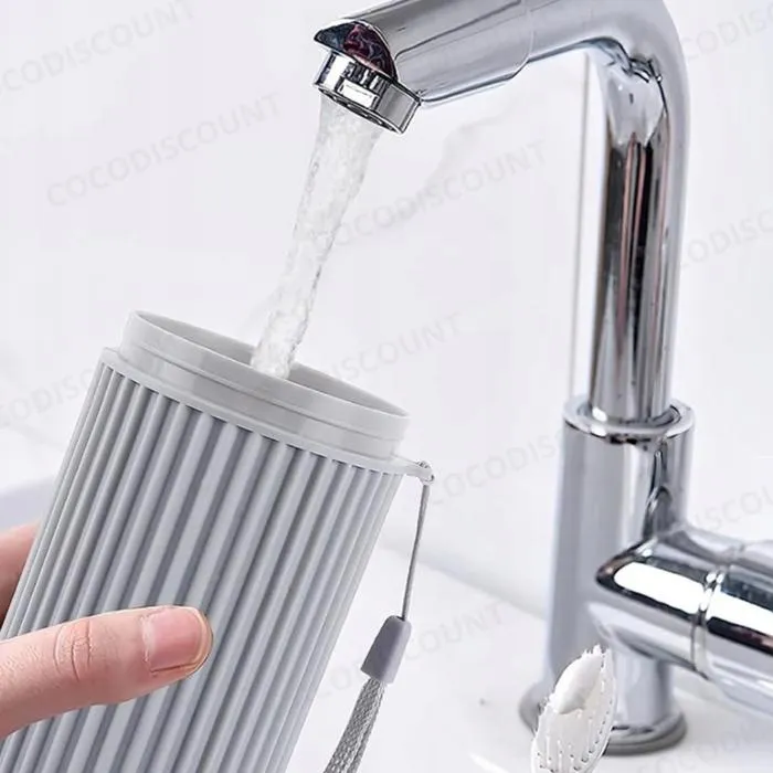 Lot de 2 Étuis de Voyage Gris pour Brosse à Dents et Dentifrice – Gobelet Organisateur Compact – Image 5