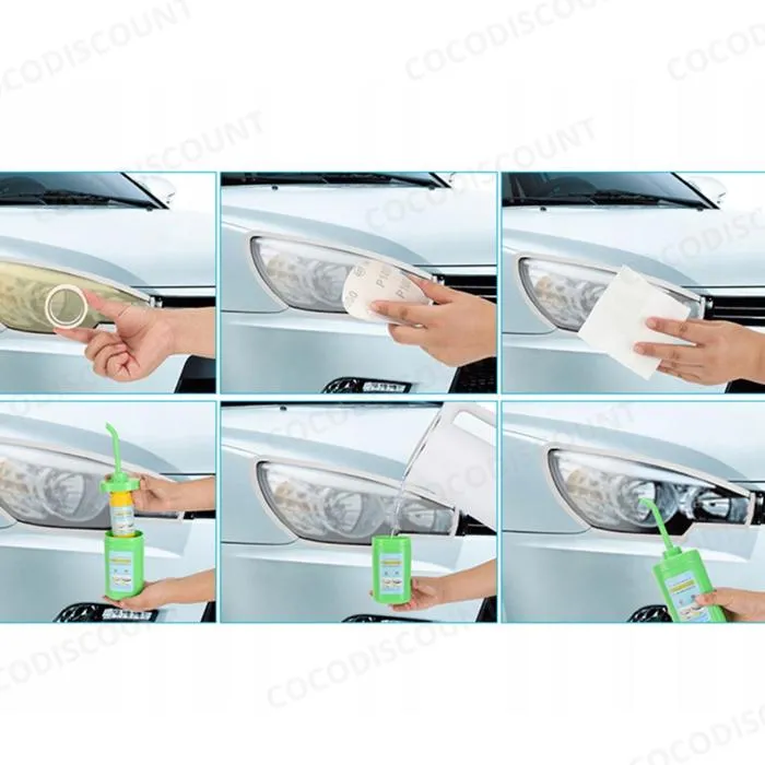Kit rénovation phares voiture – Polissage et nettoyage optiques auto, élimine rayures et jaunissement des phares – Image 2