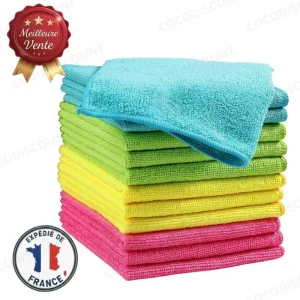 Chiffons Microfibre Multicolores 30x30 cm – Lot de 12 Pièces pour Nettoyage, Essuyage et Entretien Sans Trace
