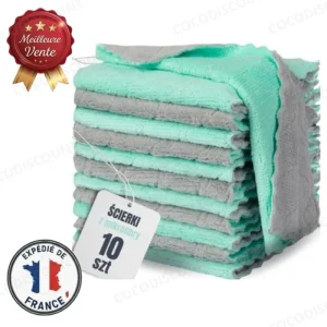 Chiffons Microfibre 10 Pièces – Nettoyage et Entretien Sans Trace pour Maison, Voiture et Surfaces Délicates