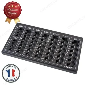 Caisse à Monnaie et Organiseur – Casier à Pièces avec Compartiments pour Tri, Comptage et Stockage Facile des Monnaies