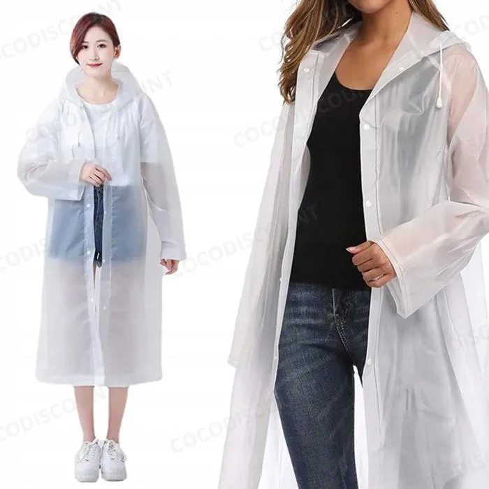 Cape de pluie blanche 120 cm – Poncho imperméable léger pour adultes et enfants - pratique – Image 6