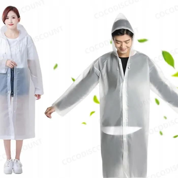 Cape de pluie blanche 120 cm – Poncho imperméable léger pour adultes et enfants - pratique – Image 7