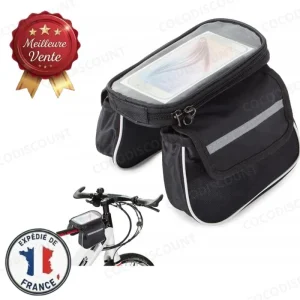 Étui de Téléphone pour Vélo – Sacoche Double Compartiment Étanche pour Smartphone, Pochette Guidon et Cadre