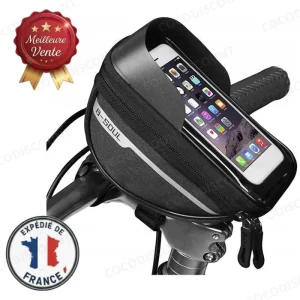Sacoche de Vélo Étanche pour Téléphone – Étui Guidon avec Double Compartiment pour Smartphone, Clés et Accessoires