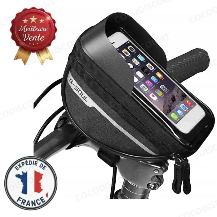 Sacoche de Vélo Étanche pour Téléphone – Étui Guidon avec Double Compartiment pour Smartphone, Clés et Accessoires