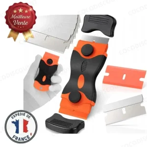 Grattoir pour Plaque de Cuisson à Induction – 5 Lames pour Verre Céramique et Coulis, Outil de Nettoyage Pratique