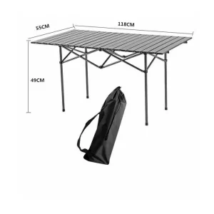Table de Camping Aluminium 118×55 cm – Pliable, Légère et Étanche pour Pique-nique, Jardin, Camping 6-8 Personnes