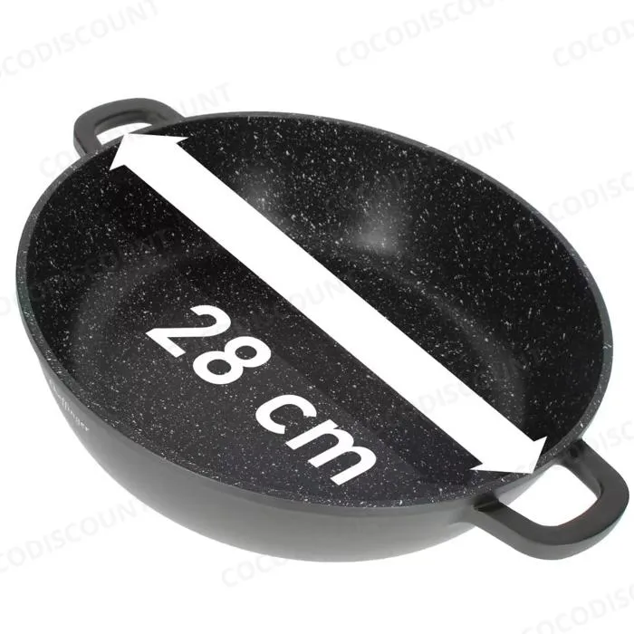Tajine Cheffinger 28 cm Antiadhésive Effet Marbre Noir – Tous Feux y compris Induction, Poignées Soft-Touch – Image 2