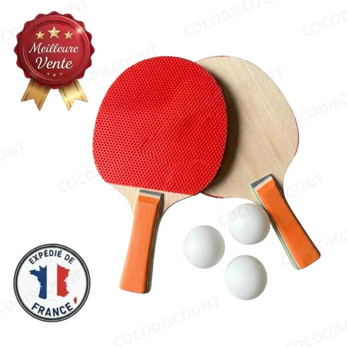 Raquette de Ping-Pong avec 3 Balles – Set Tennis de Table Complet pour Débutant, Loisir et Entraînement