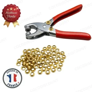 Kit Pince à Œillets 7 mm + 100 Œillets – Accessoire Bricolage, Couture, DIY et Loisirs Créatifs