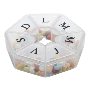 Pilulier Semainier 1 Prise par Jour – Organiseur de Médicaments Rond, Étui de Voyage, Compartiments, Boîte à Médicaments