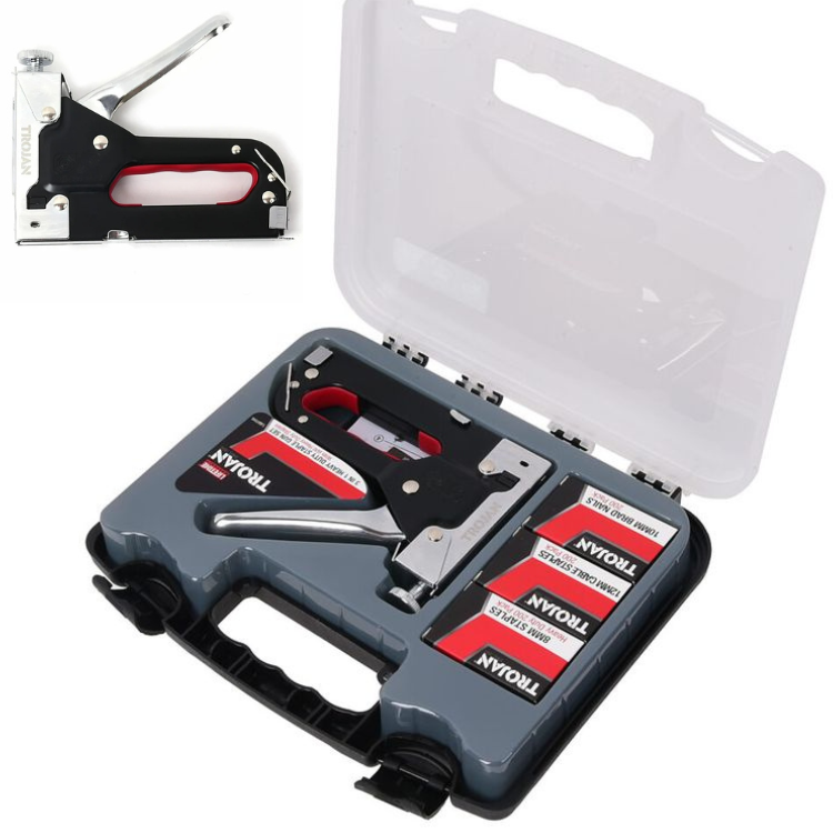 Coffret Agrafeuse Manuelle 3 en 1 + 1500 Agrafes 8, 10 et 12 mm– Pistolet à Agrafes pour Tapisserie, Bois, Bricolage