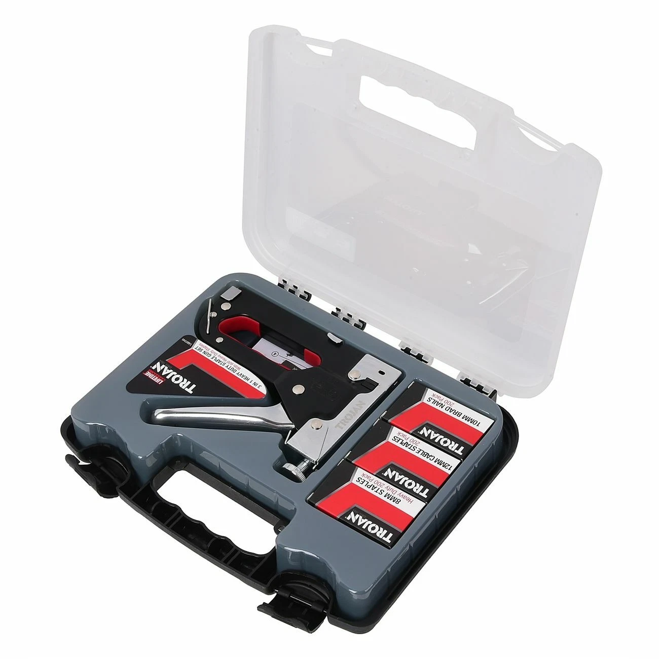 Coffret Agrafeuse Manuelle 3 en 1 + 1500 Agrafes 8, 10 et 12 mm– Pistolet à Agrafes pour Tapisserie, Bois, Bricolage – Image 3